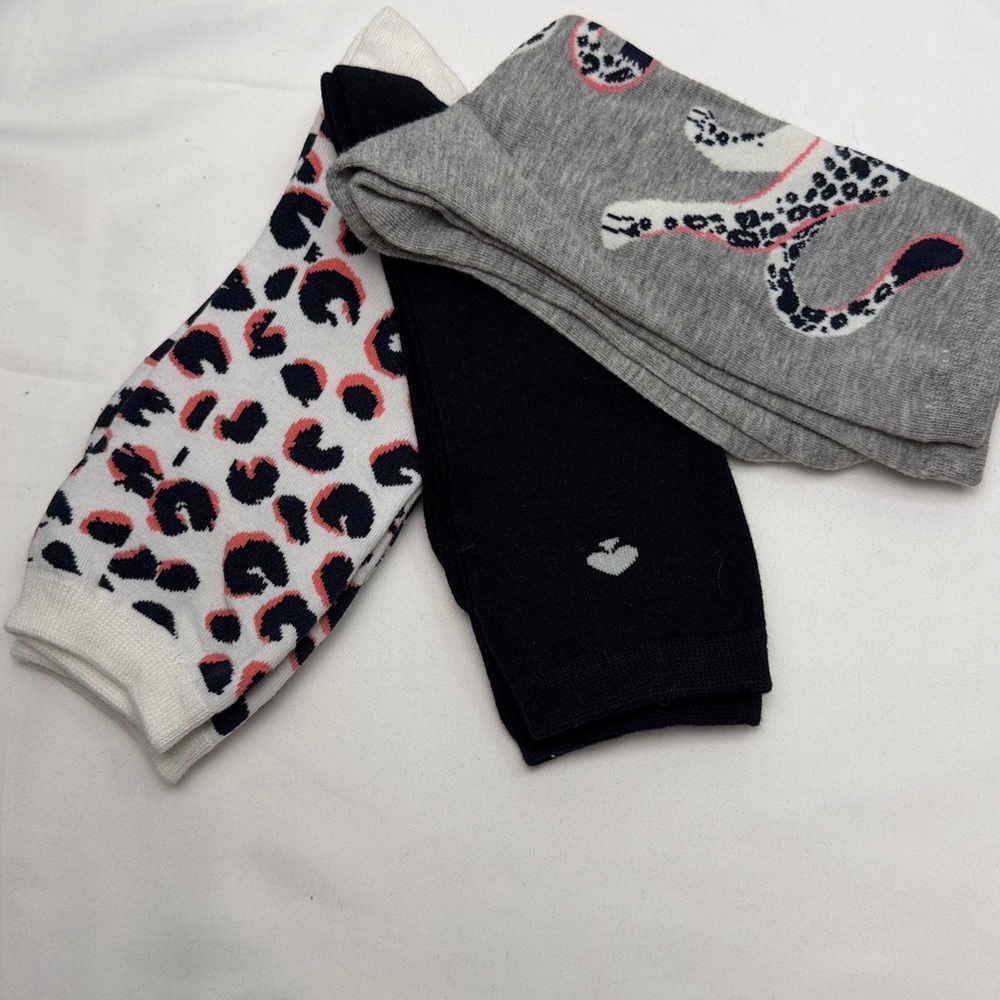 Kate Spade Gray‎ and Pink Crew Socks set of 3 pair